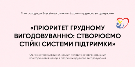 План заходів до Всесвітнього тижня підтримки грудного вигодовування